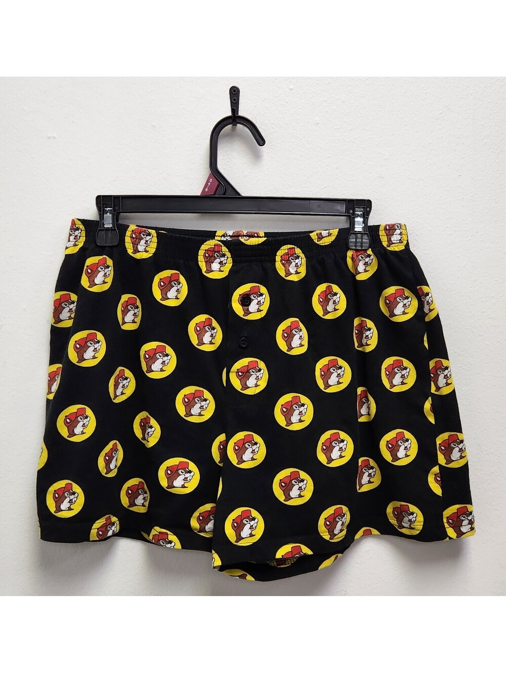 Buc-ees Beaver Logo Pajama Boxer Shorts Men's XL Black Allover Print Sleepwear